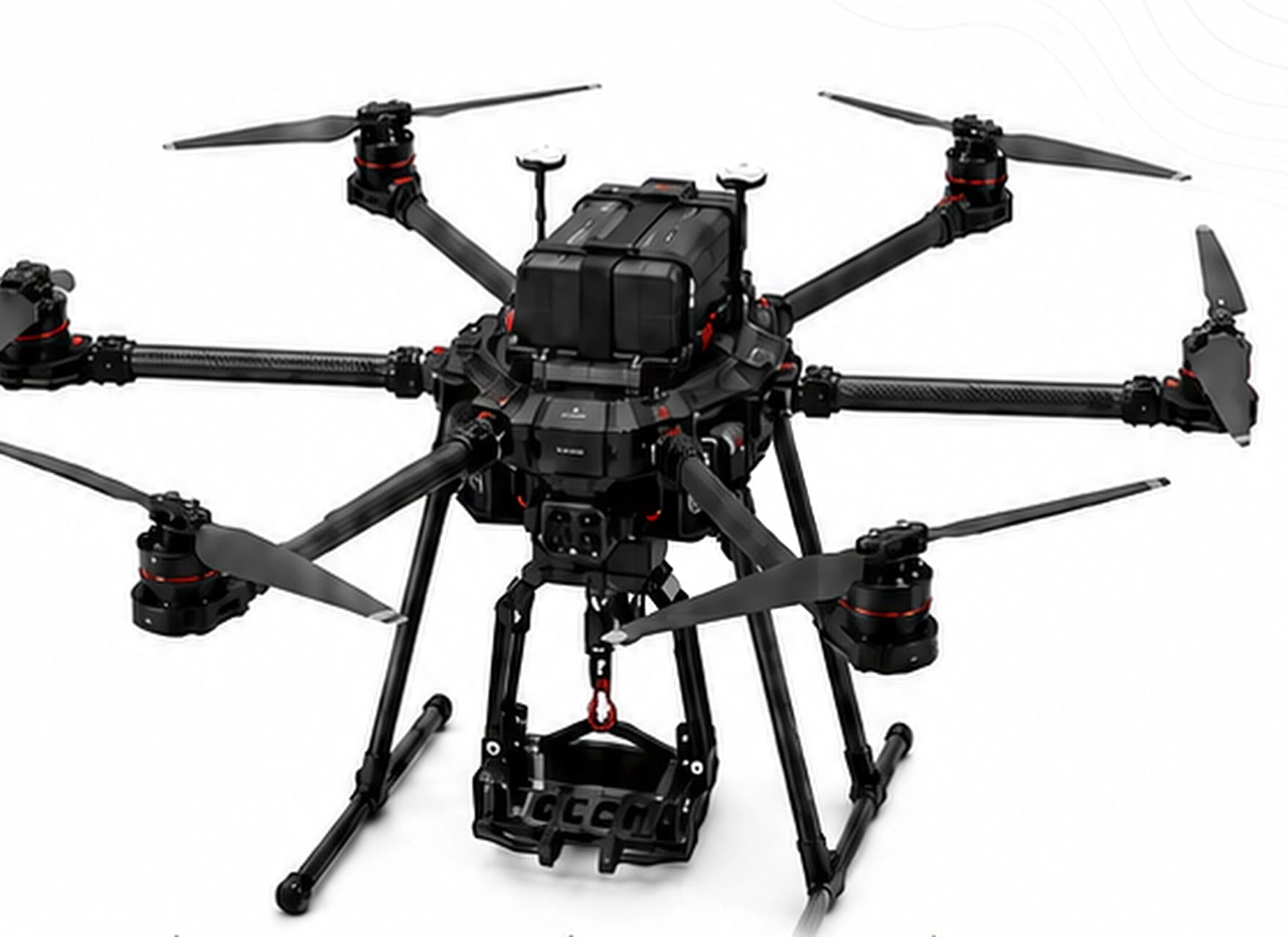 Marshal H20 heavy-lift hexacopter with wide-stance landing gear