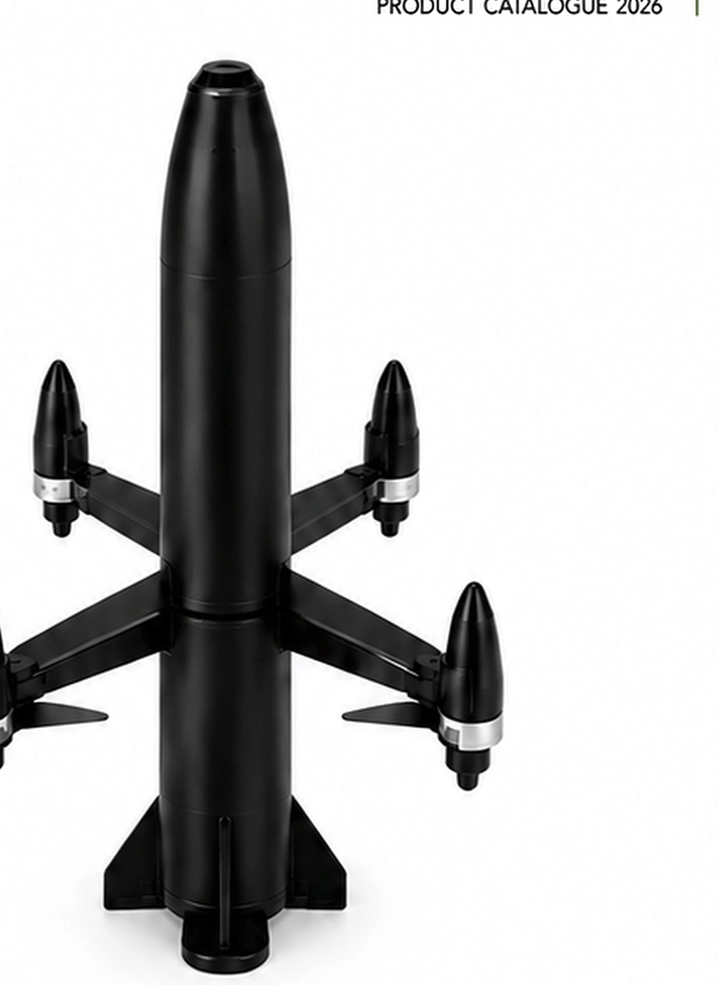 Marshal R7 interceptor drone, aerodynamic missile-form quadcopter
