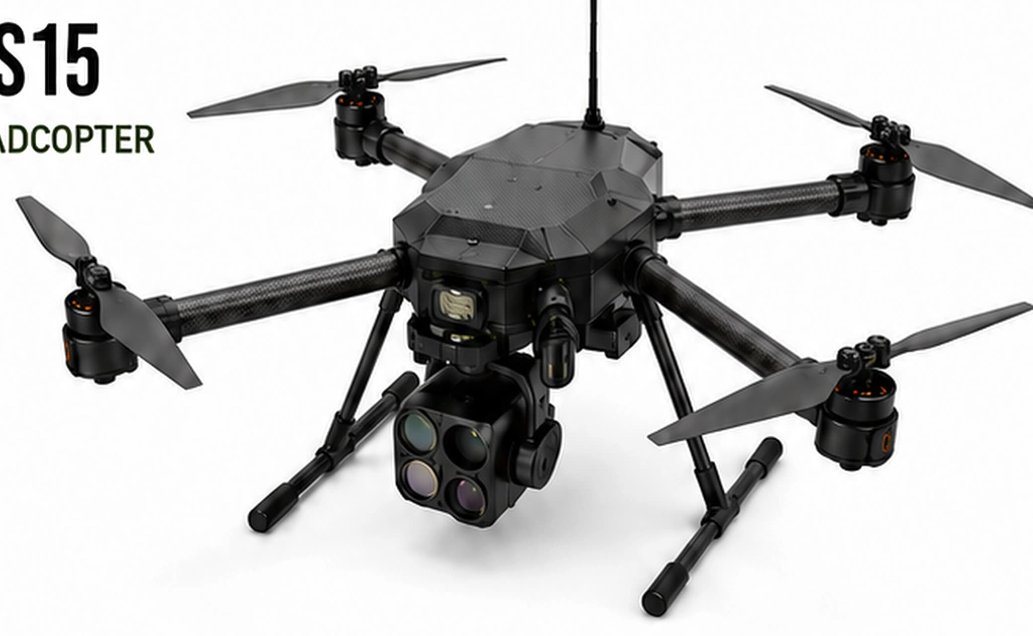 Marshal S15 surveillance quadcopter with EO/IR gimbal payload