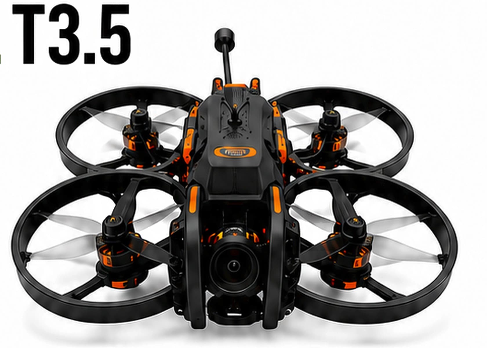 Marshal T3.5 FPV training drone with full propeller guards, front view